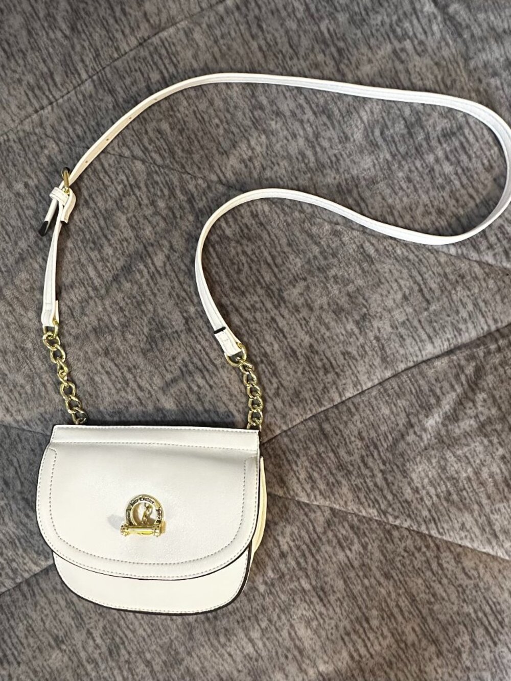 Juicy Couture Small White Crossbody Saddle Bag
